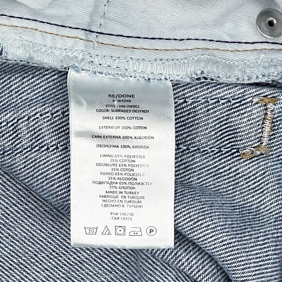 RE/DONE 90s Comfy Jeans Women’s Size 24 Sunfaded Destroy Light Wash Distressed - Picture 5 of 6